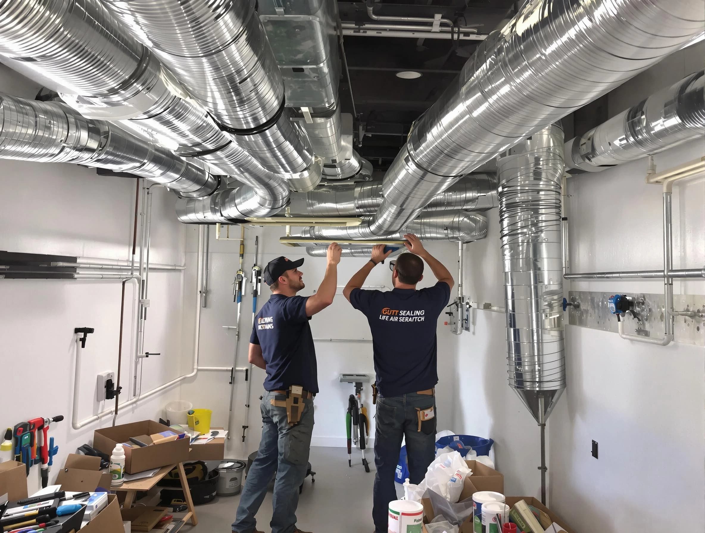 Cottonwood Heights Air Duct Cleaning technician applying professional duct sealing solutions in Cottonwood Heights