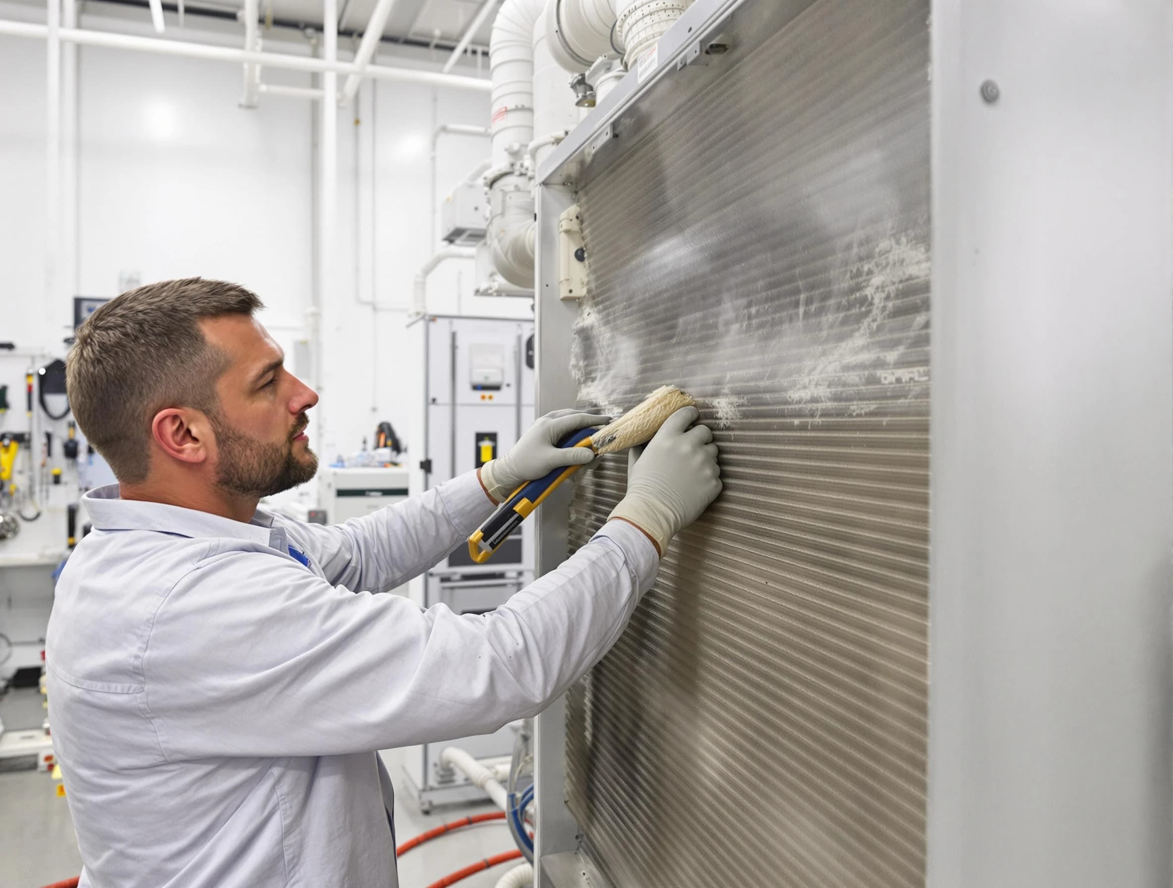 Cottonwood Heights Air Duct Cleaning technician performing precision commercial coil cleaning at a Cottonwood Heights business