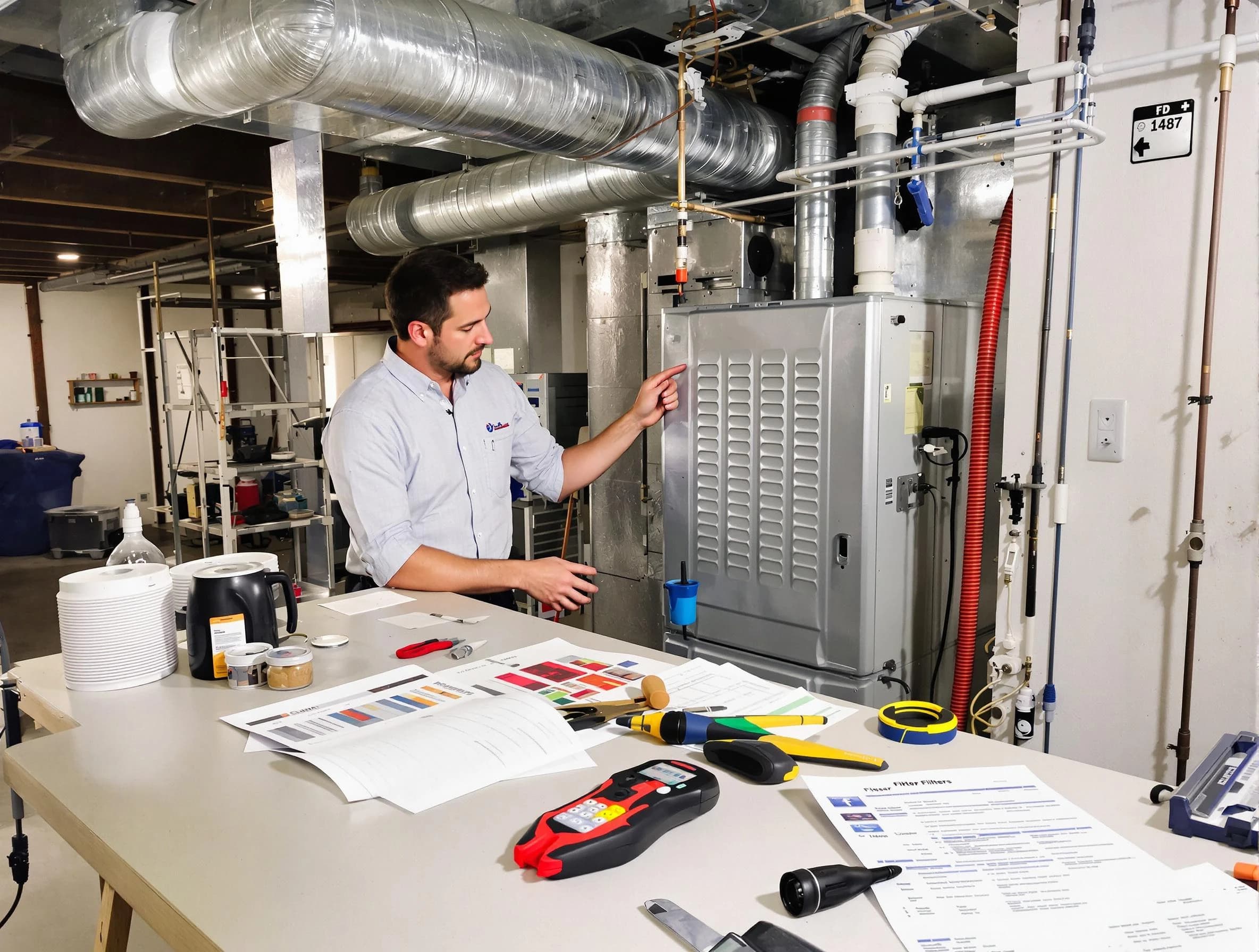 Cottonwood Heights Air Duct Cleaning inspector conducting detailed filter system evaluation using professional diagnostic tools in Cottonwood Heights