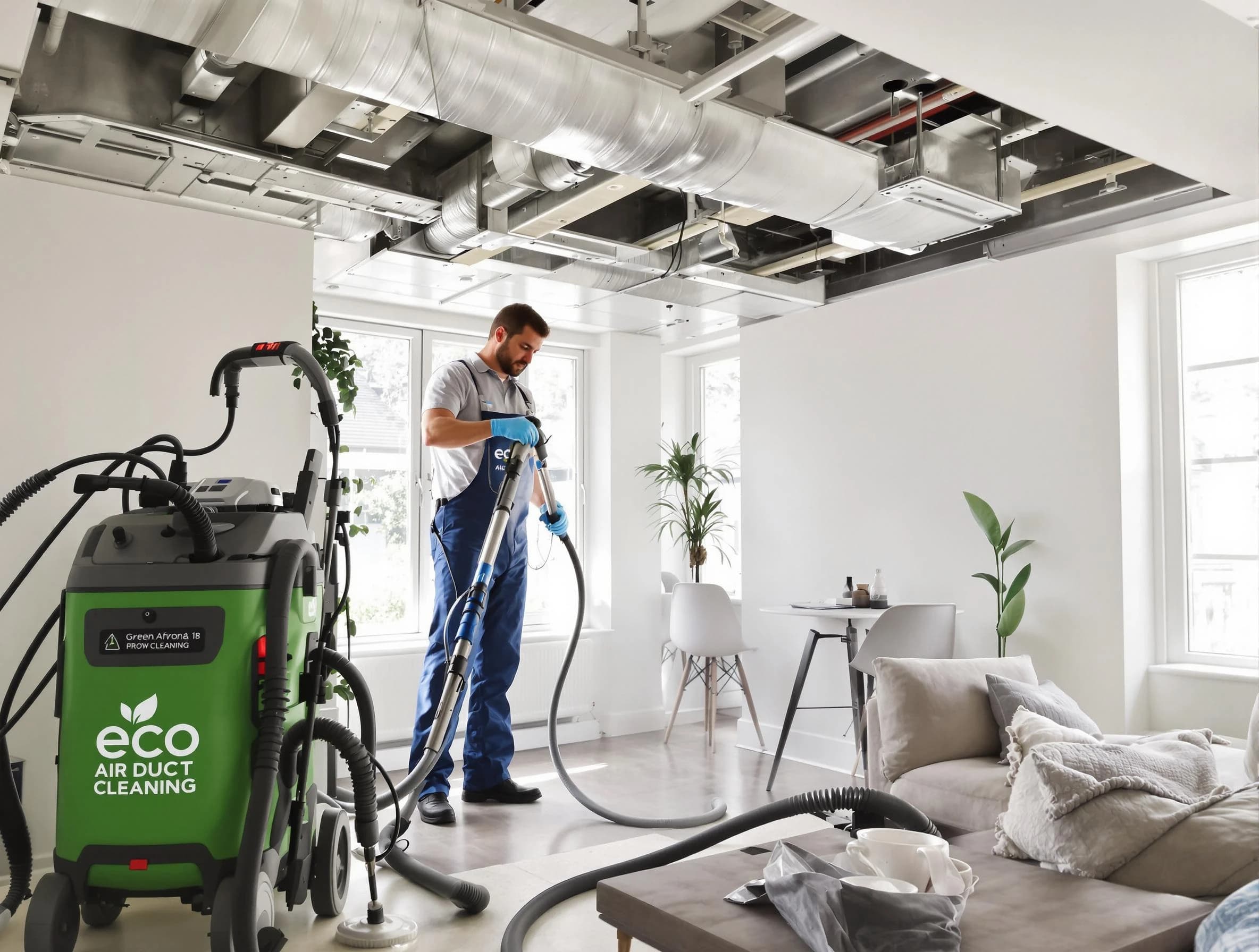 Cottonwood Heights Air Duct Cleaning technician performing eco-friendly duct cleaning using sustainable methods in Cottonwood Heights
