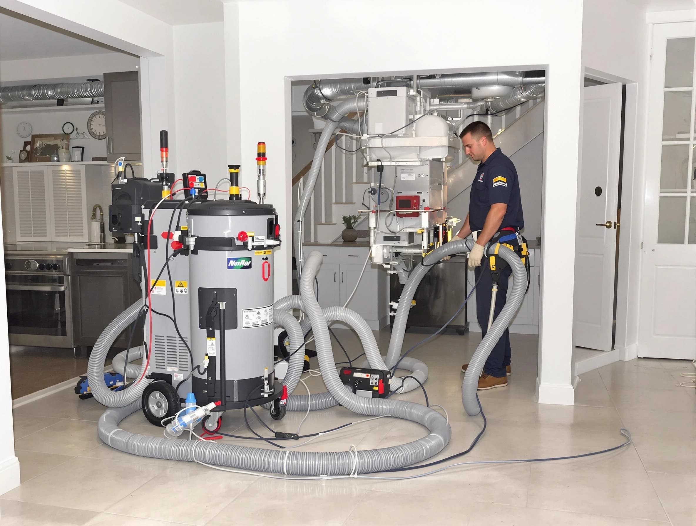 Cottonwood Heights Air Duct Cleaning technician operating negative pressure cleaning equipment for thorough duct maintenance in Cottonwood Heights