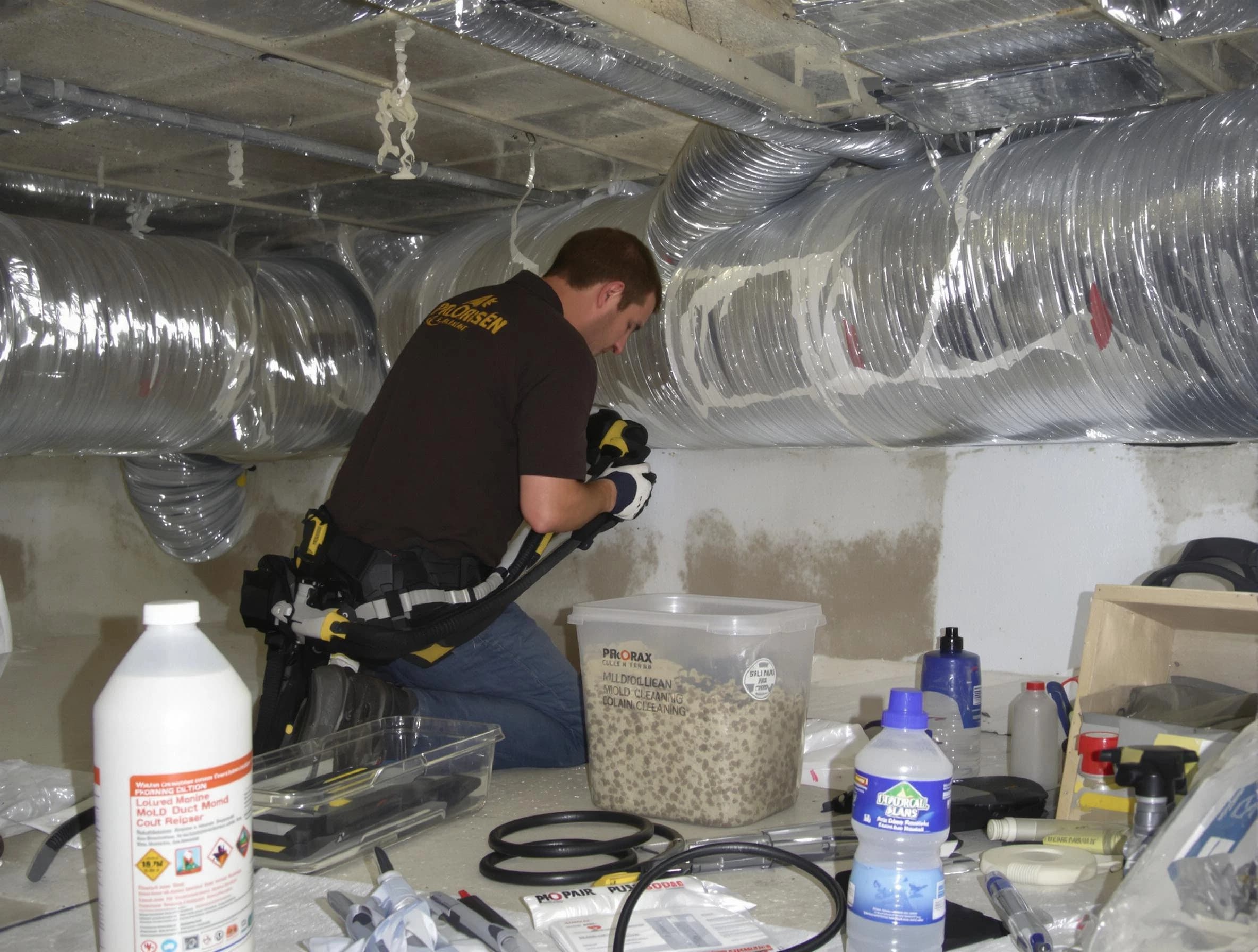 Cottonwood Heights Air Duct Cleaning specialist performing professional mold removal from air ducts in Cottonwood Heights
