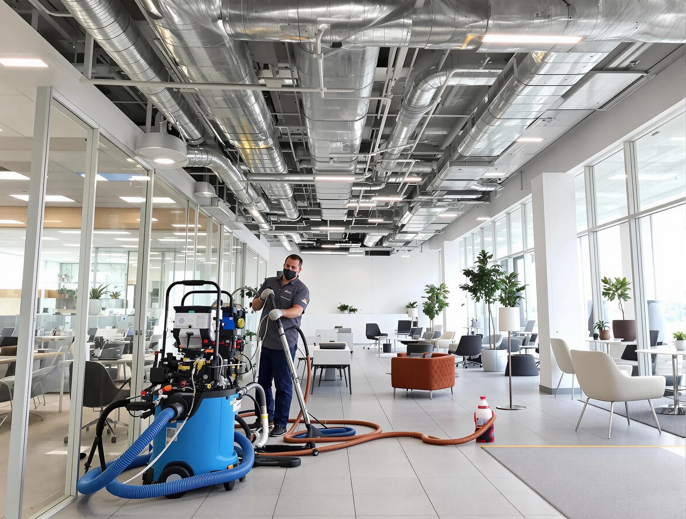 Cottonwood Heights Air Duct Cleaning team conducting comprehensive commercial duct cleaning at a business location in Cottonwood Heights