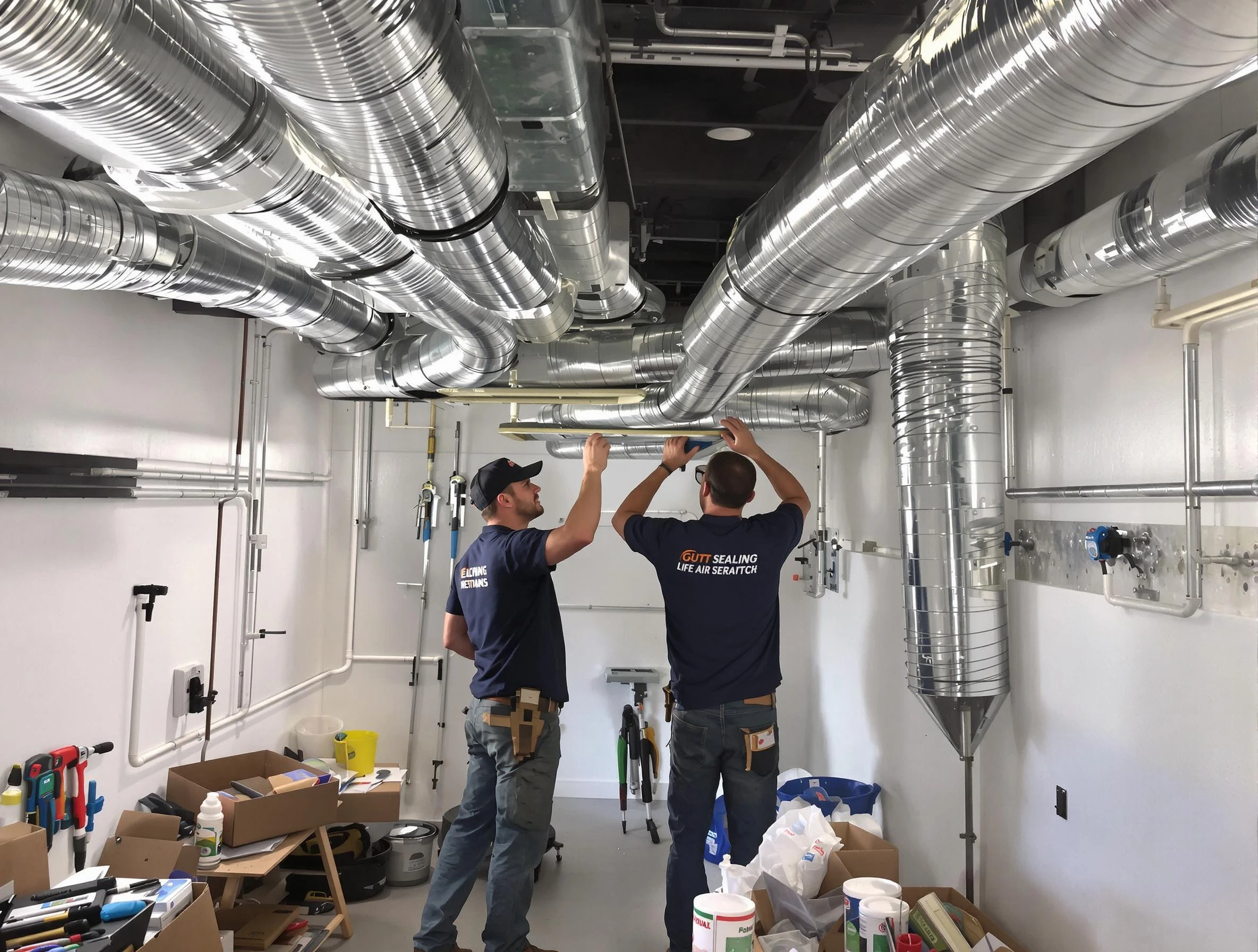 Cottonwood Heights Air Duct Cleaning technician applying professional duct sealing solutions in Cottonwood Heights